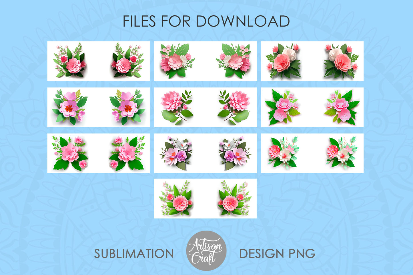 3D Flowers mug sublimation designs