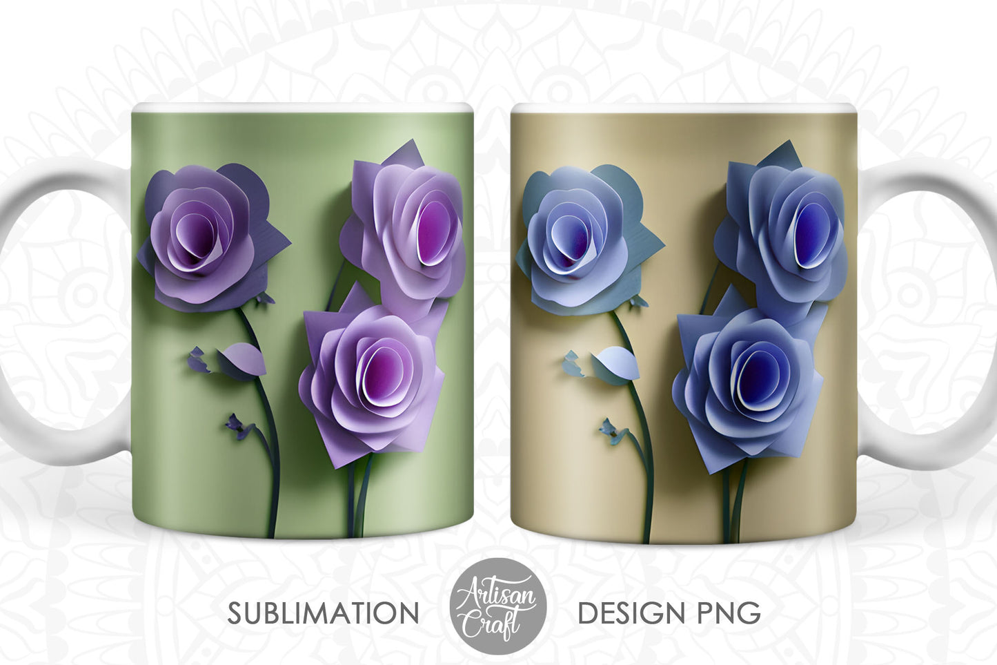 3D flower mug wrap for 11oz mug
