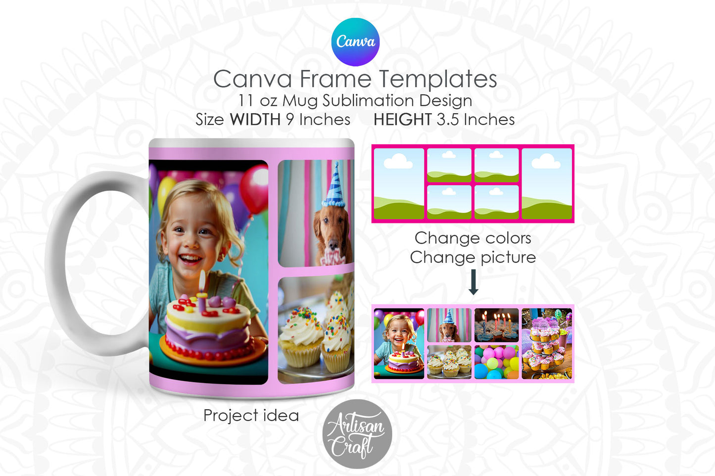 Canva Mug Template | Photo Mug Template | Canva frames