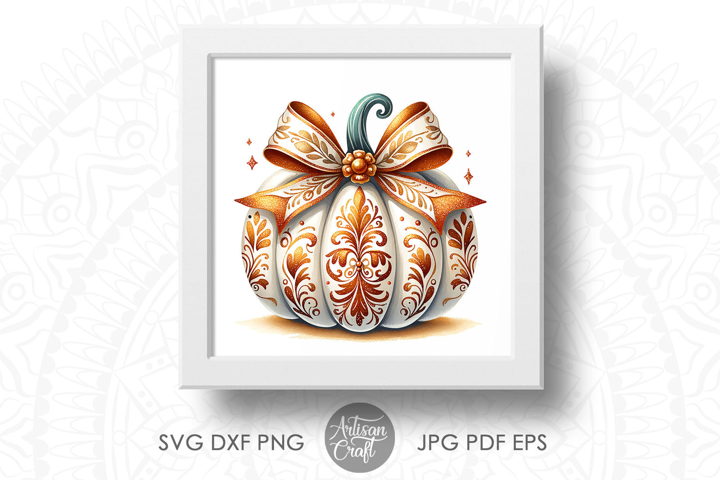 Pumpkin with Coquette Bow | glitter sublimation