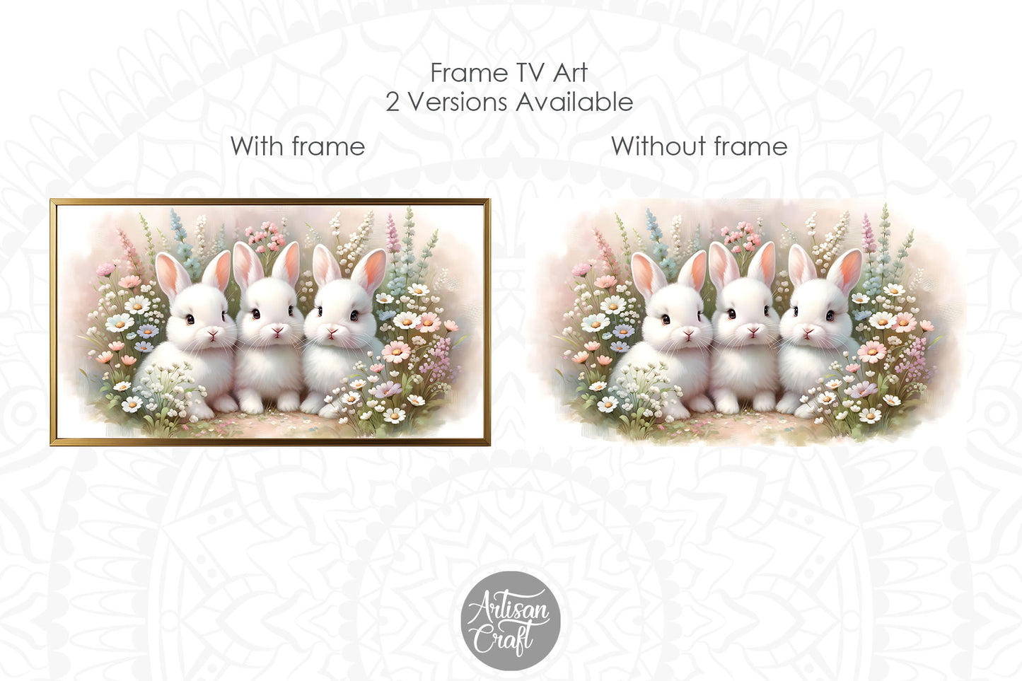 Easter bunny Frame TV art, wildflower painting, TV art