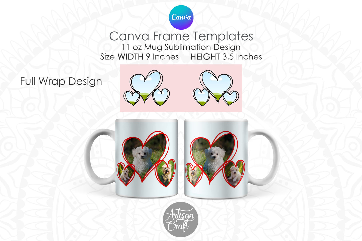 Canva Mug Template | Heart Photo Mug | Scribble Heart