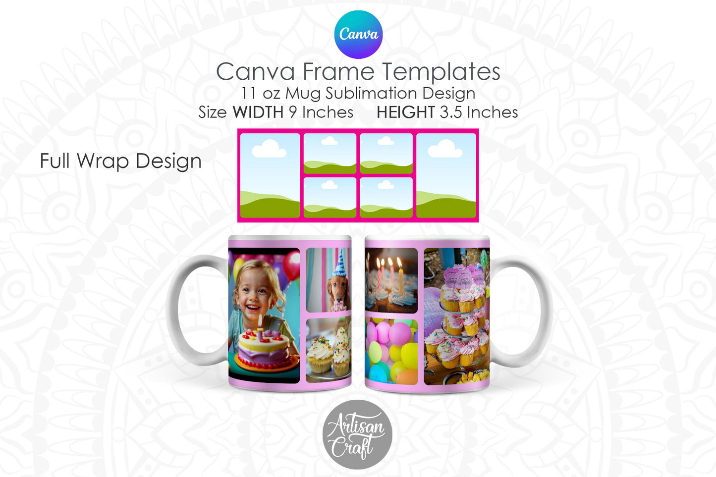 Canva Mug Template | Photo Mug Template | Canva frames