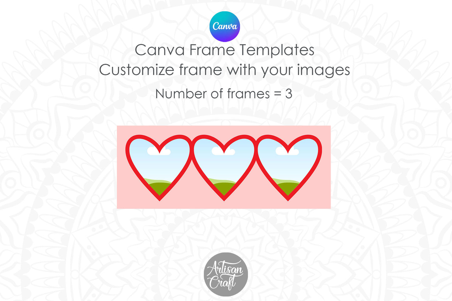 Heart Photo Mug | Canva Mug Template | Canva Frames | 11oz