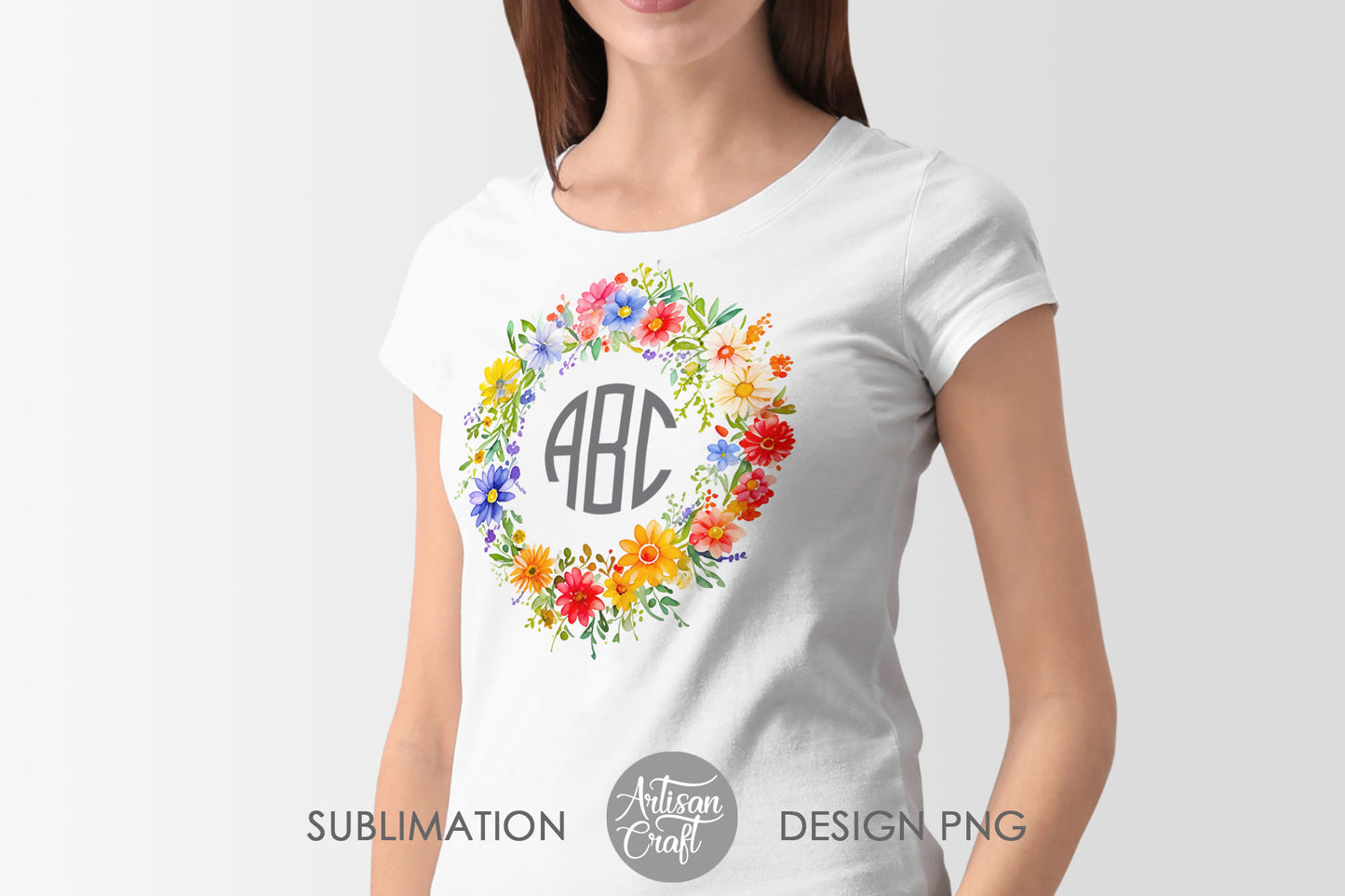 Watercolor floral wreath, PNG files, clipart