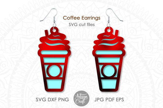 Coffee Earrings SVG cut file, coffee cup earring