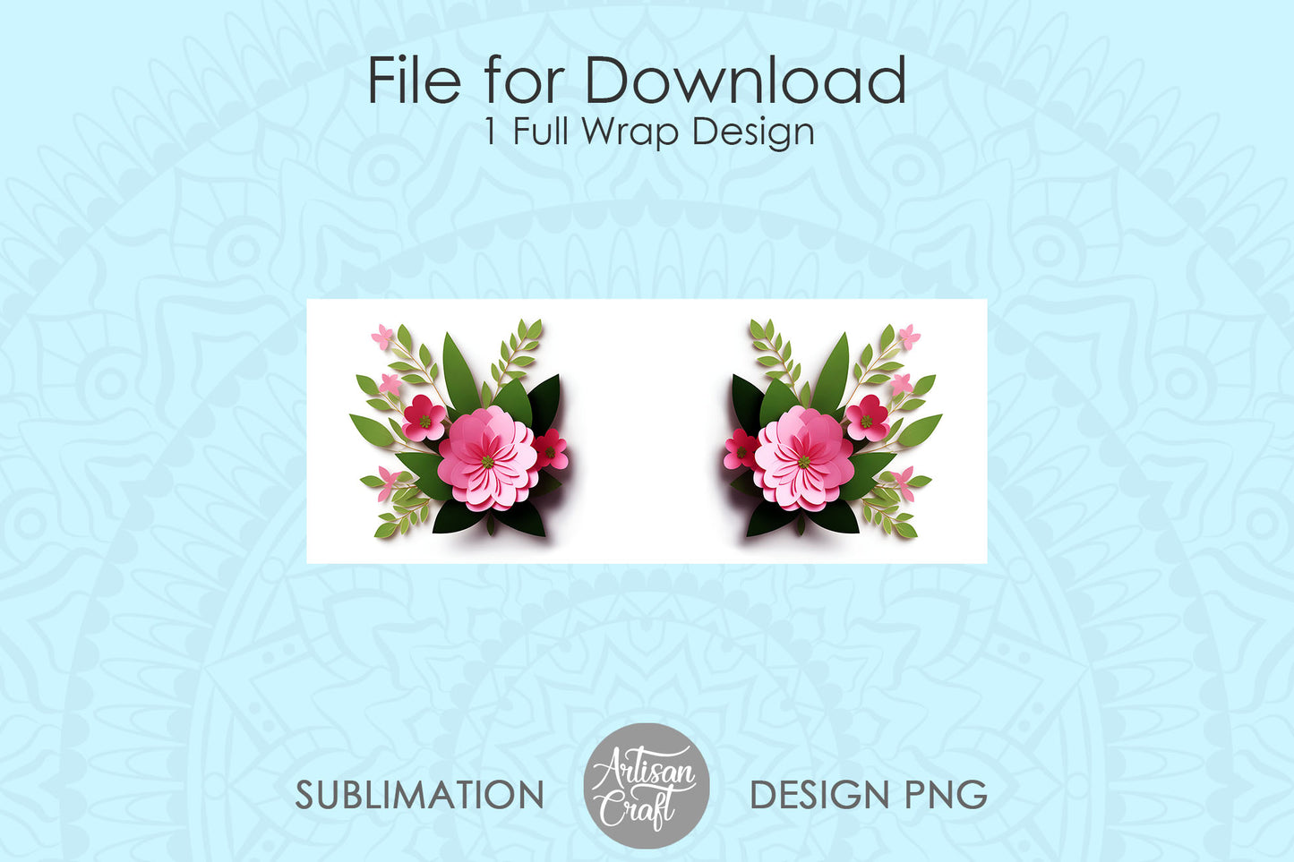 3D flower mug wrap, 3D Pink Flower