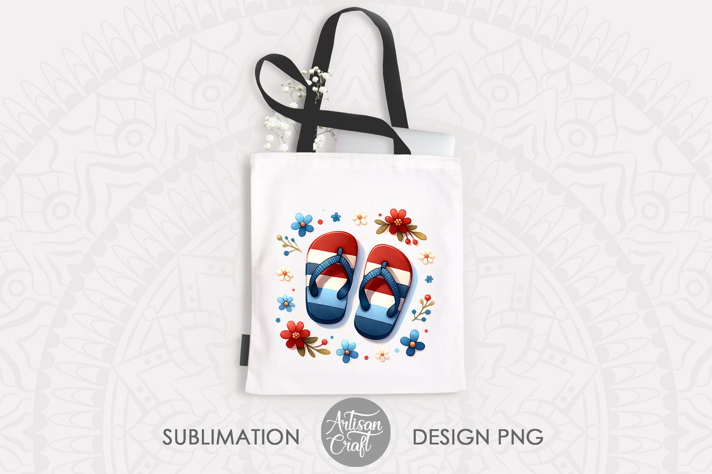 Flip flops PNG, floral nursery art, PNG