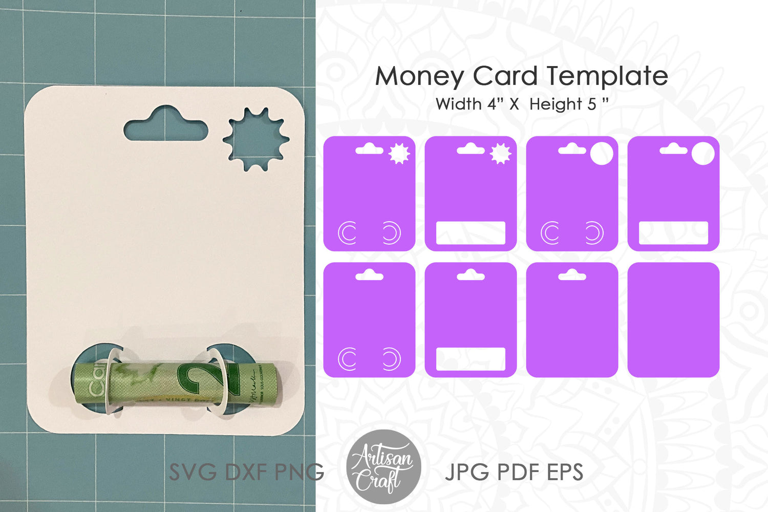 Money card holder template SVG