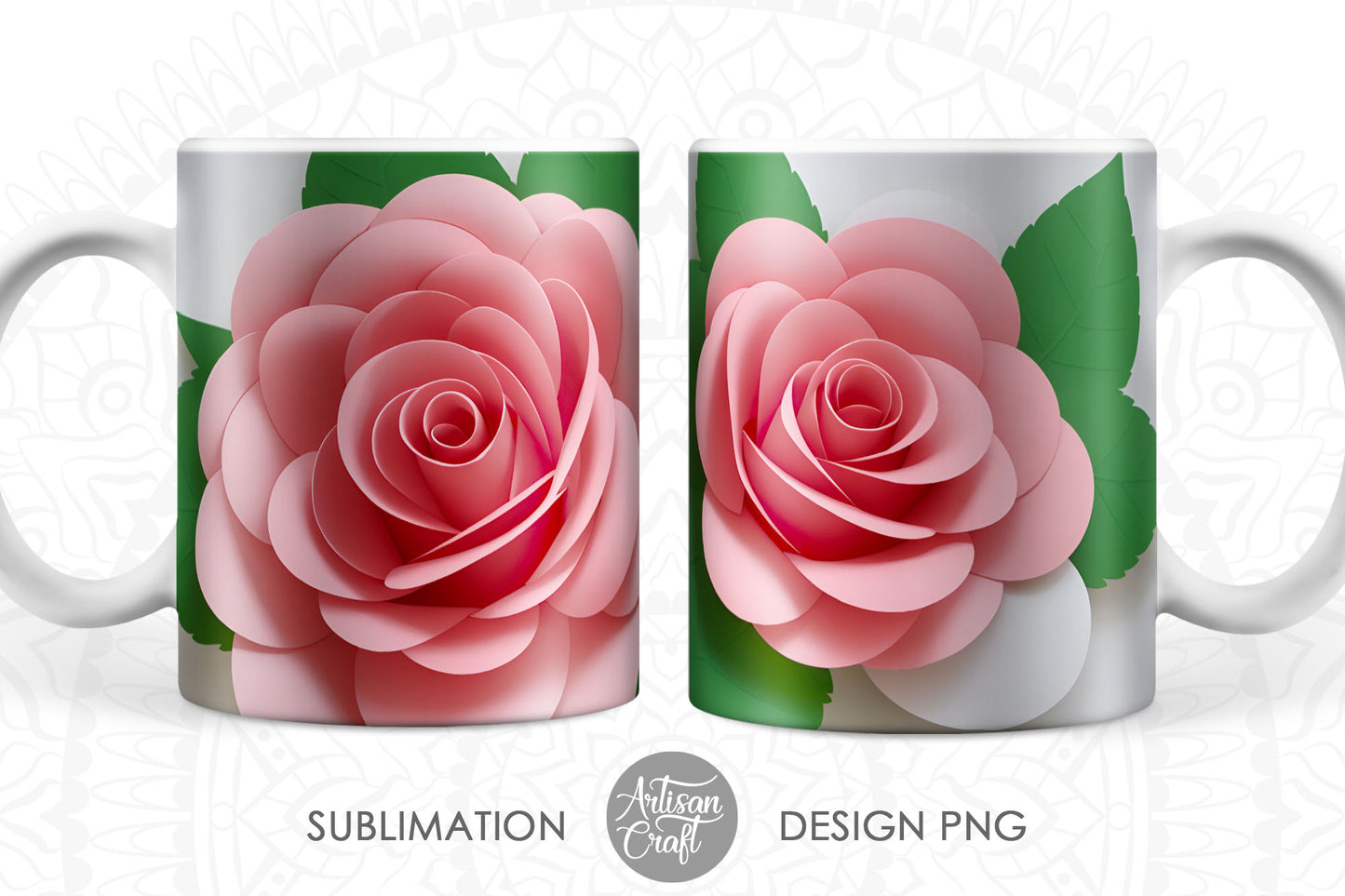 3D Roses, 3D mug wrap PNG