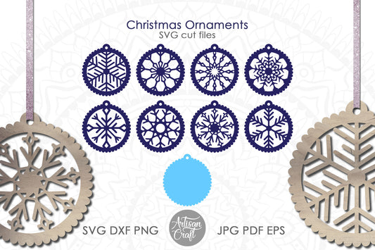 Snowflake ornament SVG, scalloped border