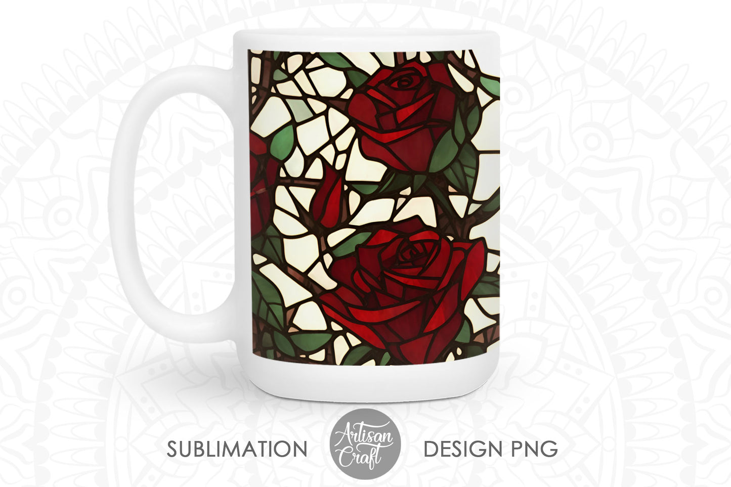 Stained glass roses for 15oz mug sublimation