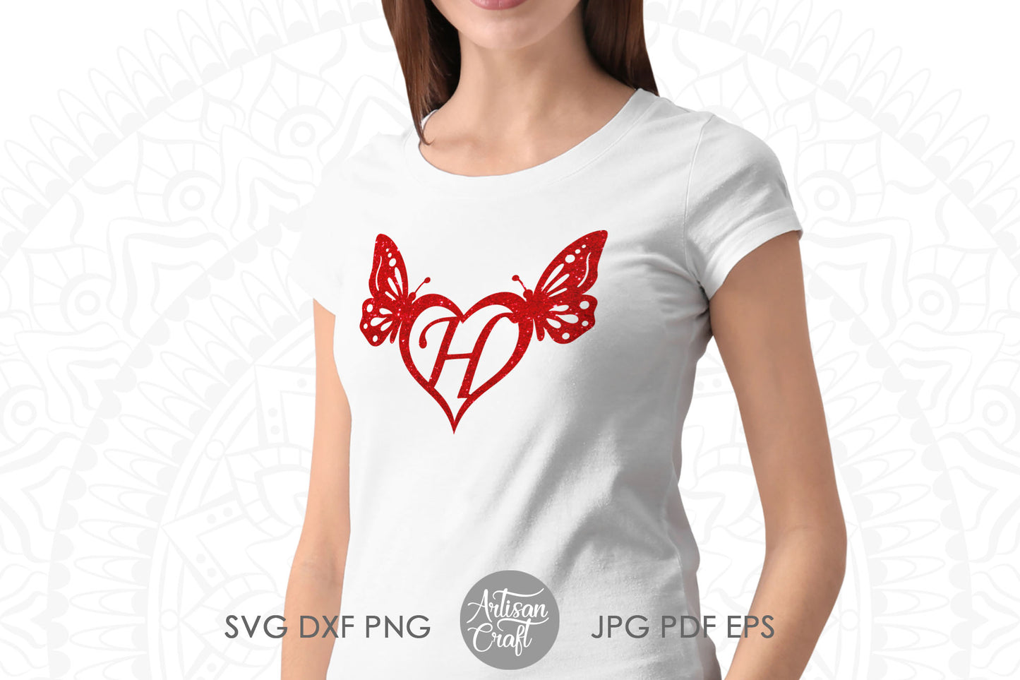 Butterfly heart monogram, Monogram alphabet