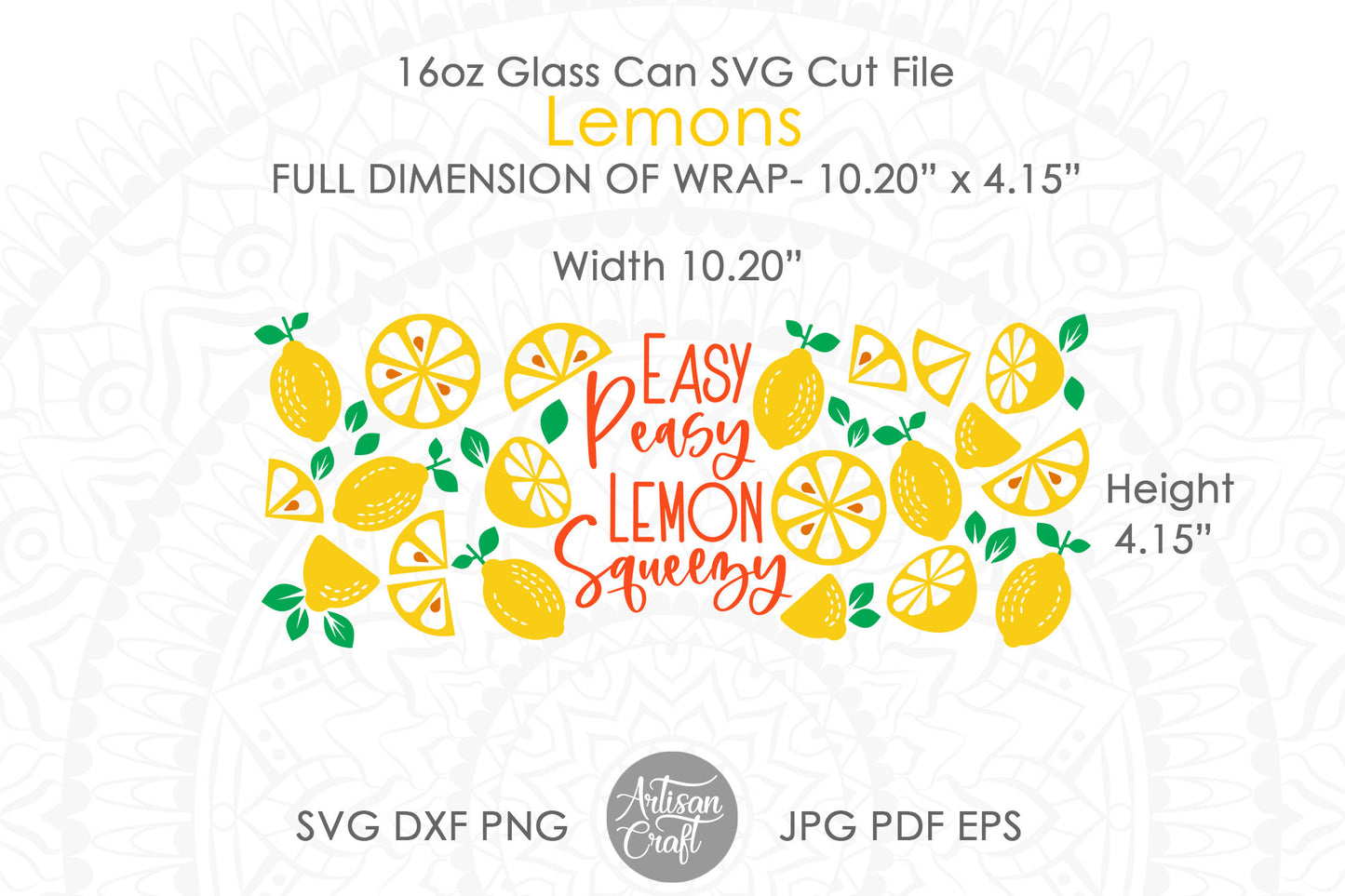 16oz Glass can SVG with lemons