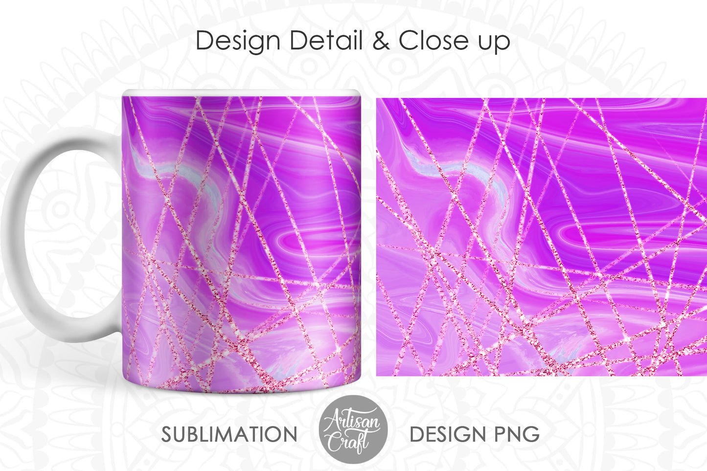 Mug sublimation design with pupal fluid art