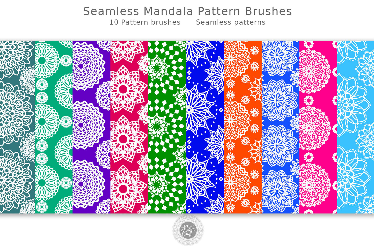 Seamless mandala pattern Procreate brush set of 10