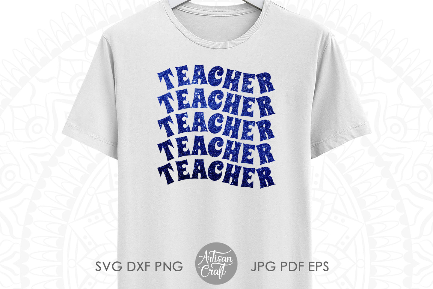 Retro teacher SVG with wavy letters