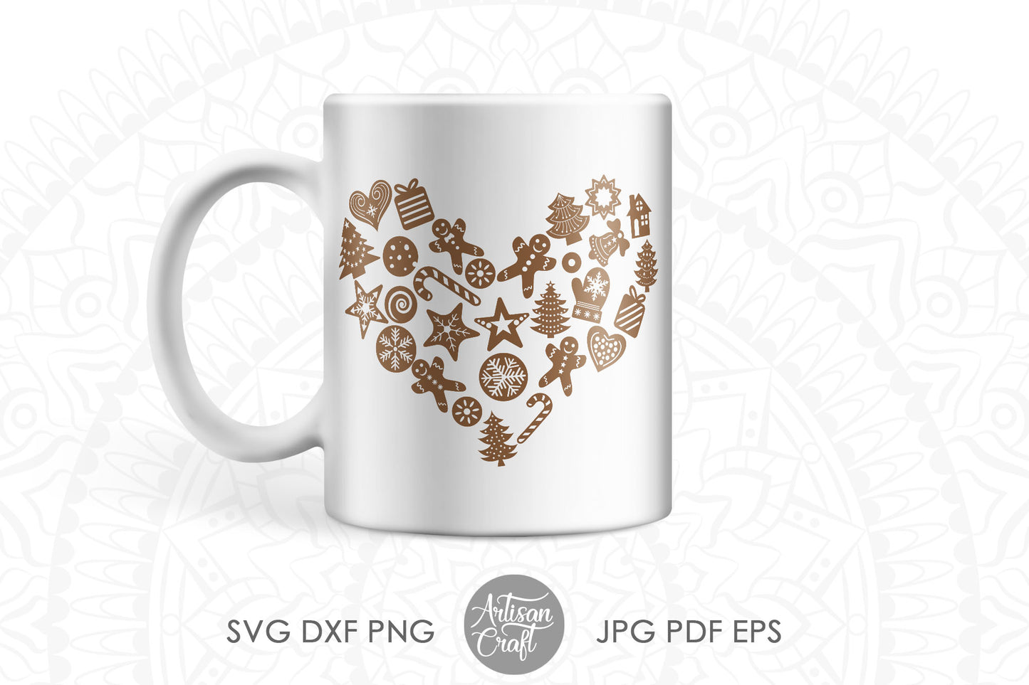 Christmas gingerbread cookie heart SVG