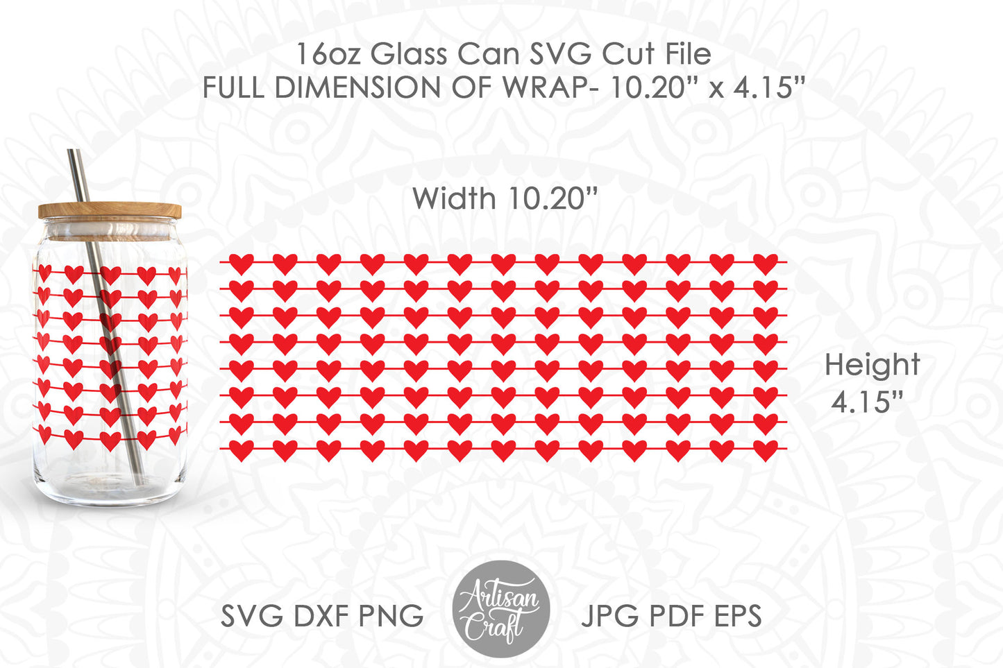 Can glass wrap SVG showing heart strings