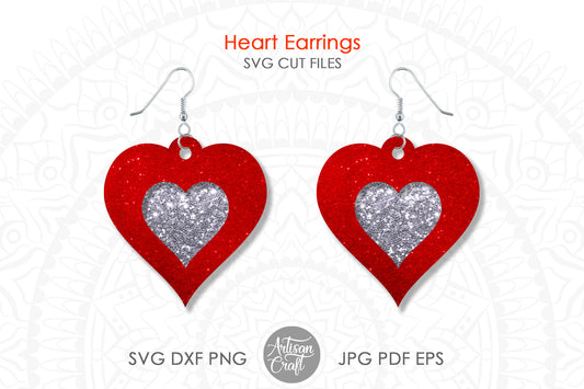 Heart earrings SVG, Valentine Earrings SVG