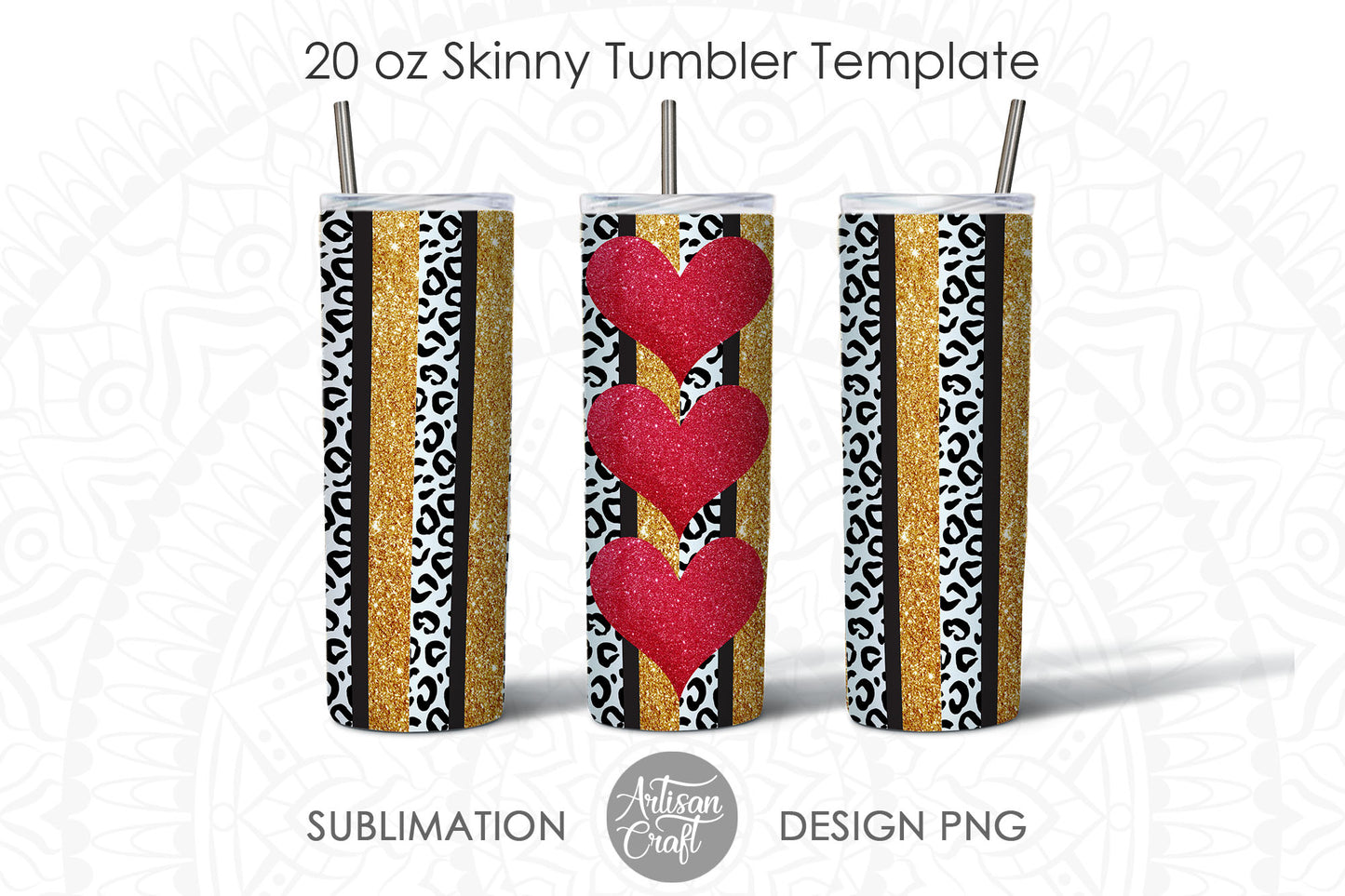 Leopard print glitter tumbler