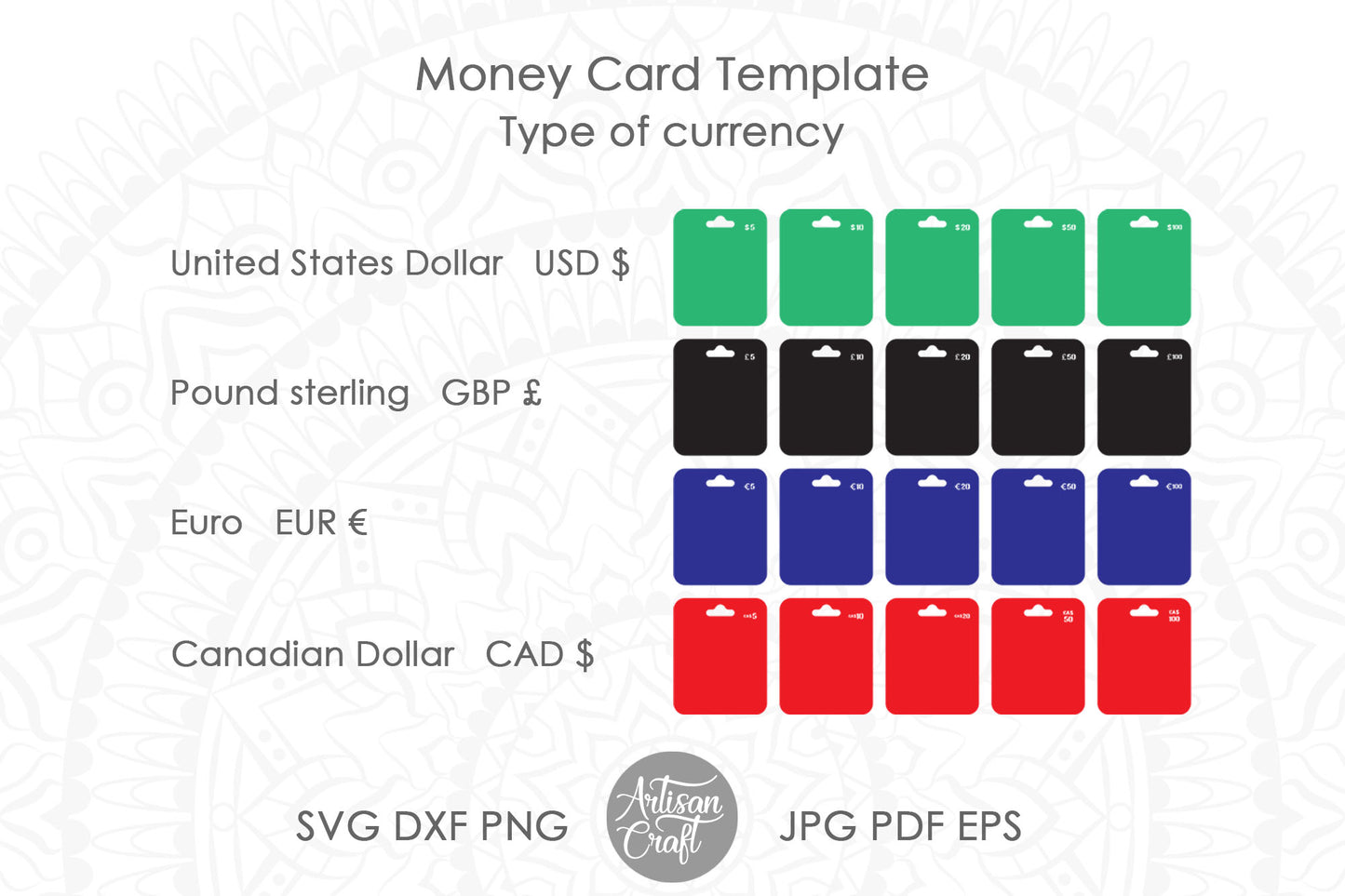 Money card template SVG cut file bundle