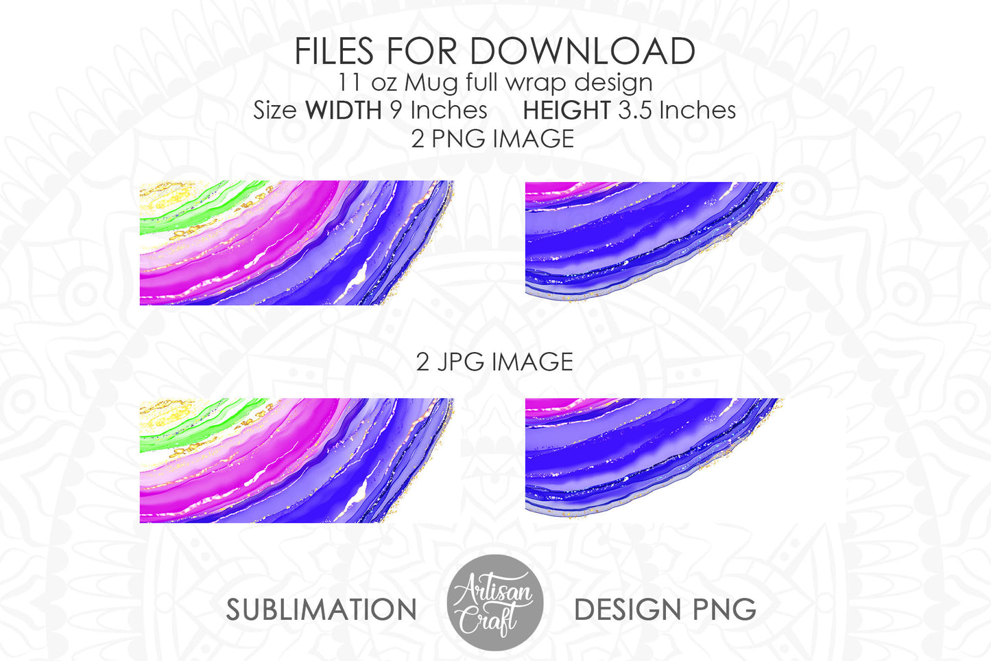 11oz mug sublimation showing Alcohol ink art