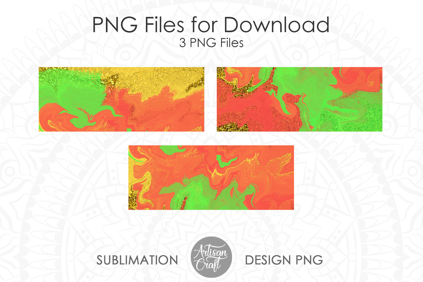 Sublimation designs for mugs in red, green and gold glitter