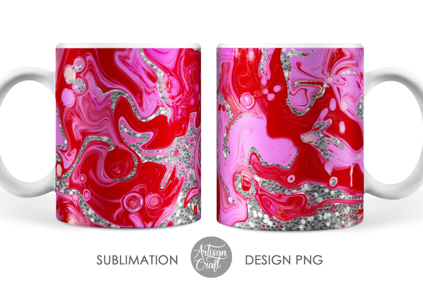 11oz Mug sublimation PNG with acrylic pour art