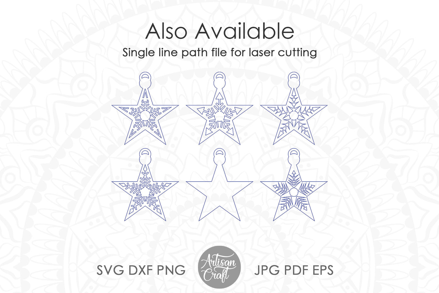 Star Christmas ornament SVG laser cut file with 5 point star
