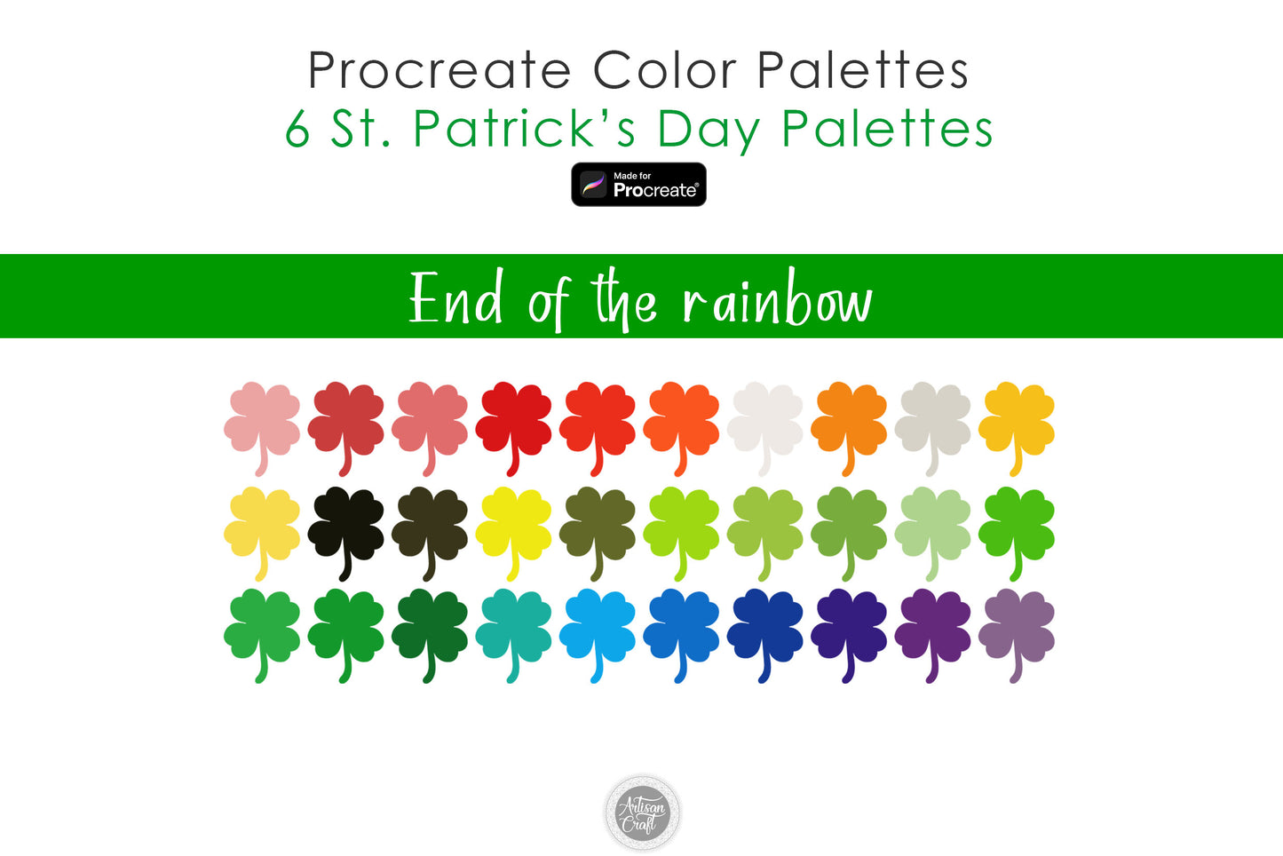 St Patrick's Day color palette | Procreate palette