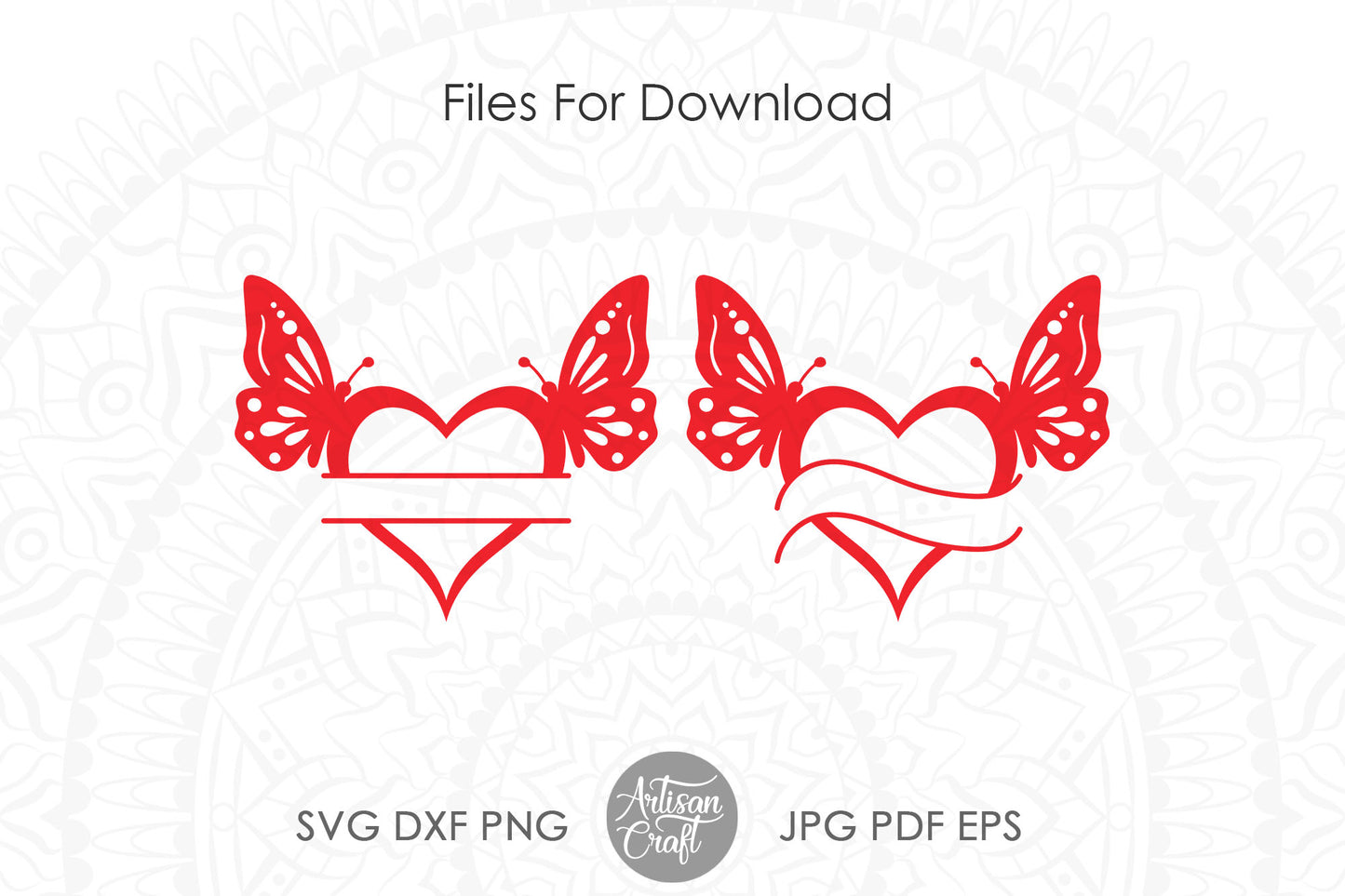 Split heart monogram SVG, butterfly heart