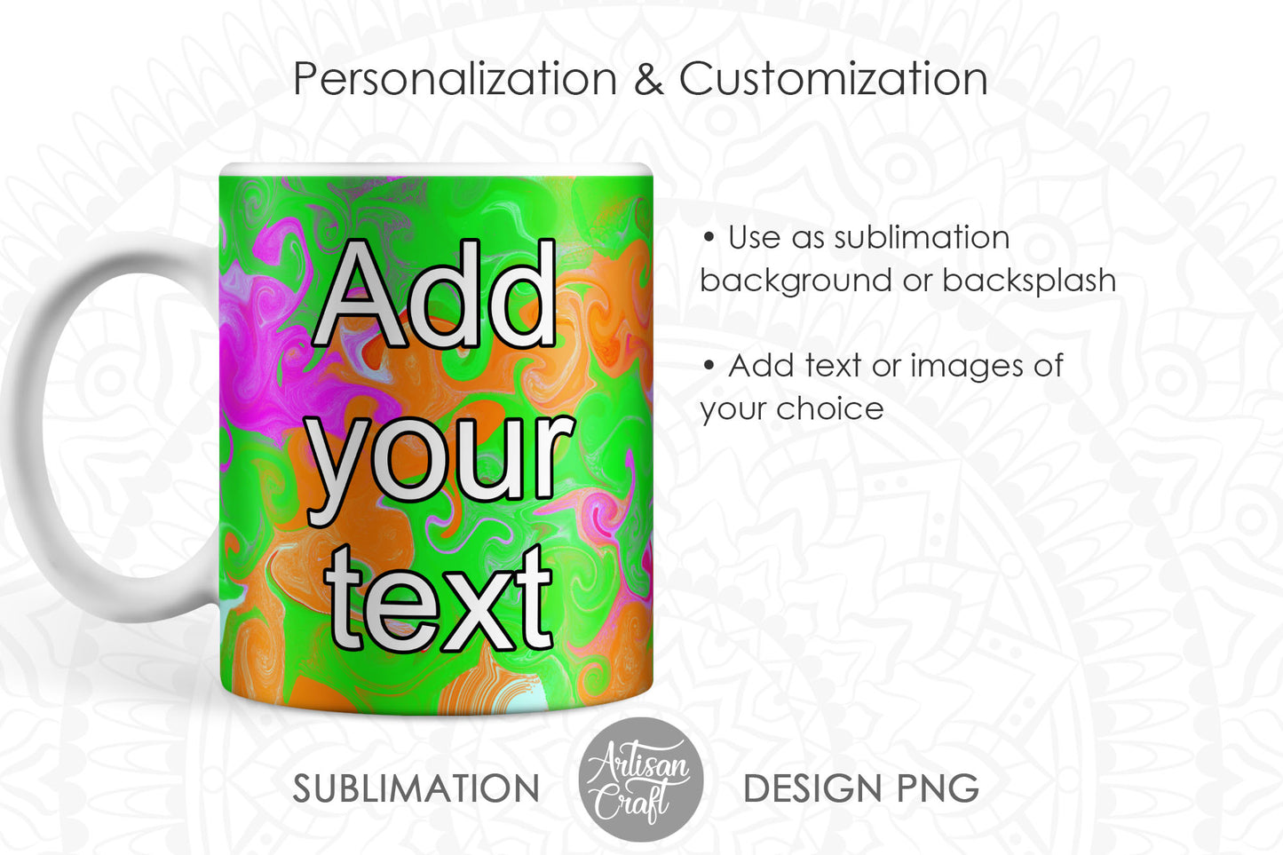 Mug sublimation PNG with neon color