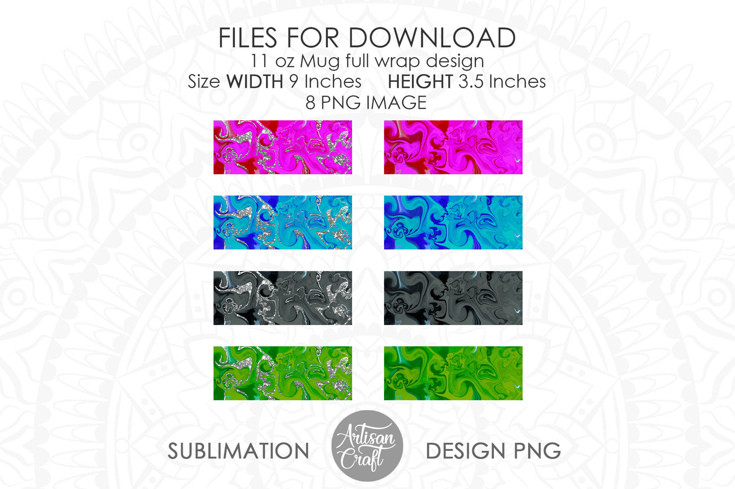 Sublimation 11oz mug design with fluid art