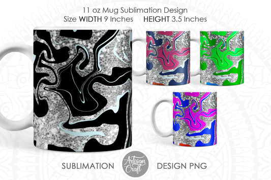 11oz Mug sublimation design with fluid art