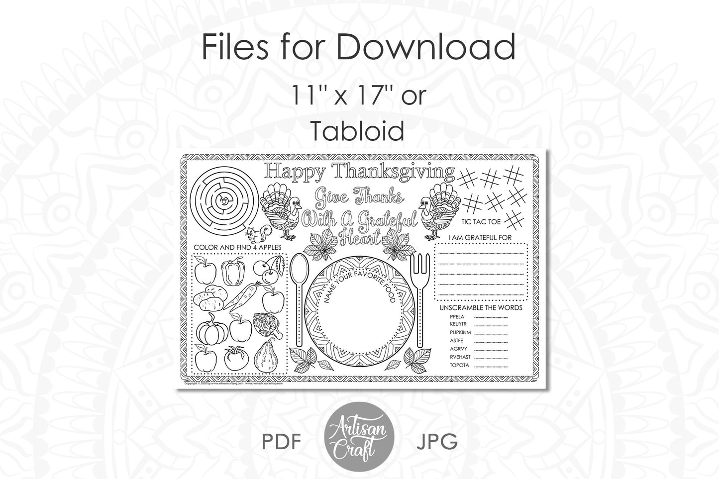 Thanksgiving Coloring Placemats