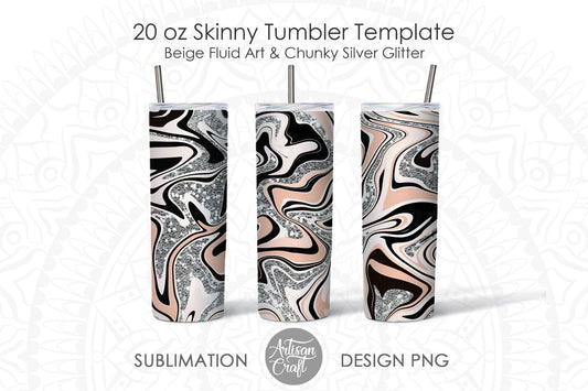 Tumbler sublimation in beige fluid art