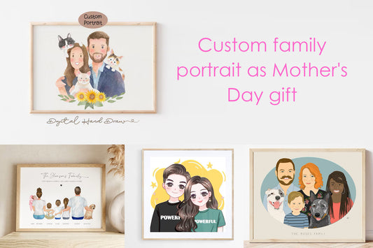 Custom Family portraits as Mother's Day gift order from Etsy
