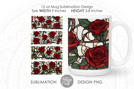 Stained glass roses for 15oz mug sublimation