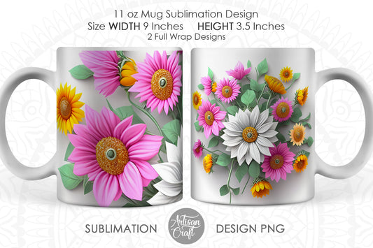 3D Mug design, 3d flower mug wrap