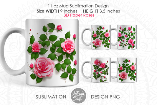 3D Roses 11oz mug sublimation designs