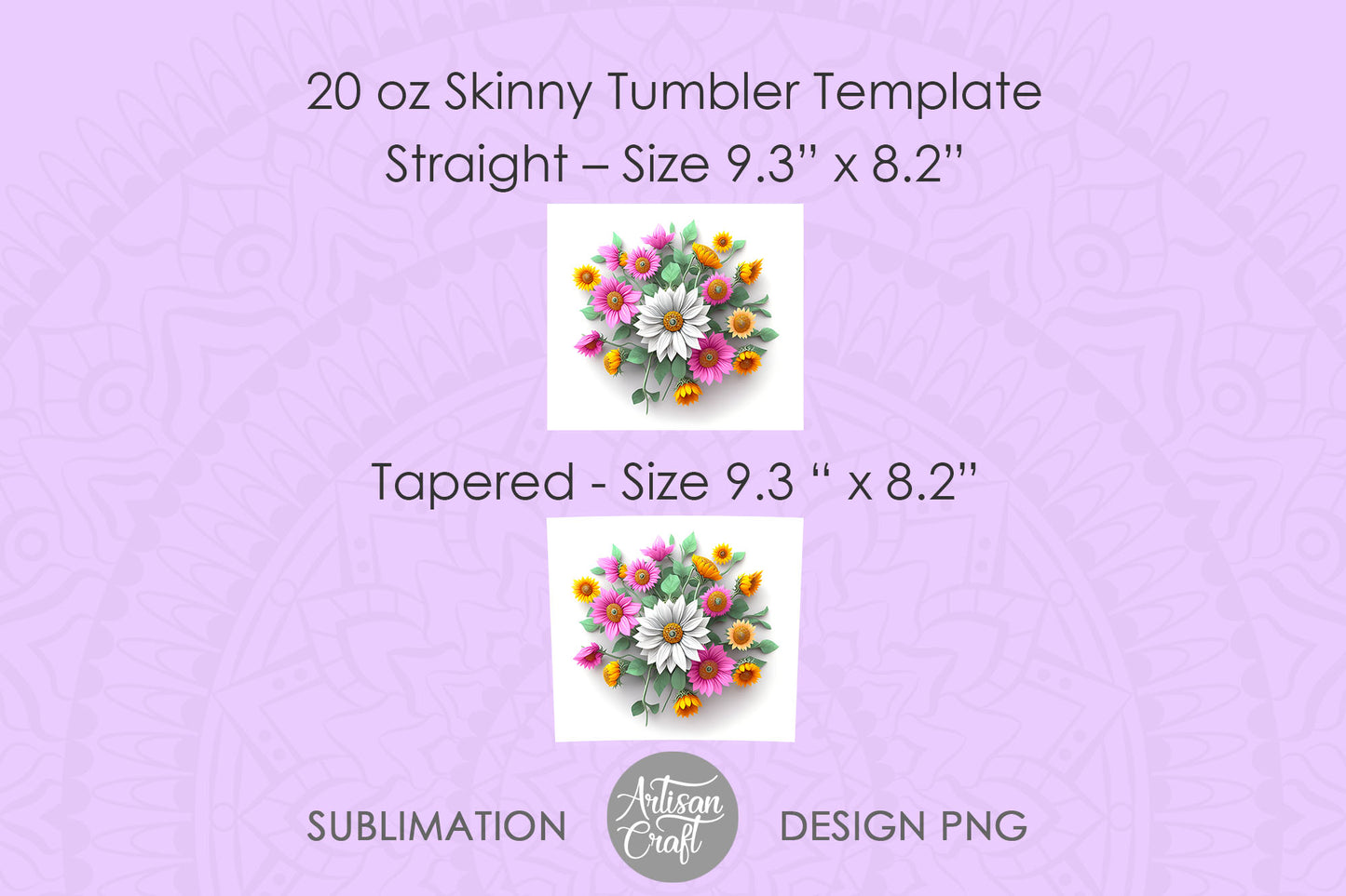 3D Floral tumbler wrap sublimation PNG files, 20oz Tumbeler