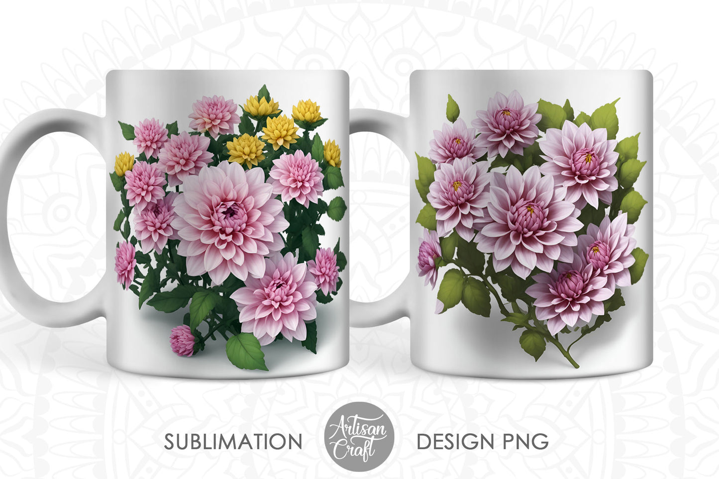3D Dahlia flowers | 3D mug | 11oz mug