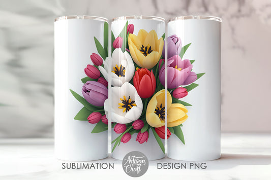 3D Tulip tumbler wrap, 20oz tumbler wrap