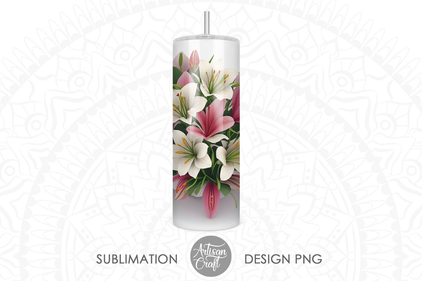 3D Lilies tumbler wrap | 3d tumbler design | lily flower