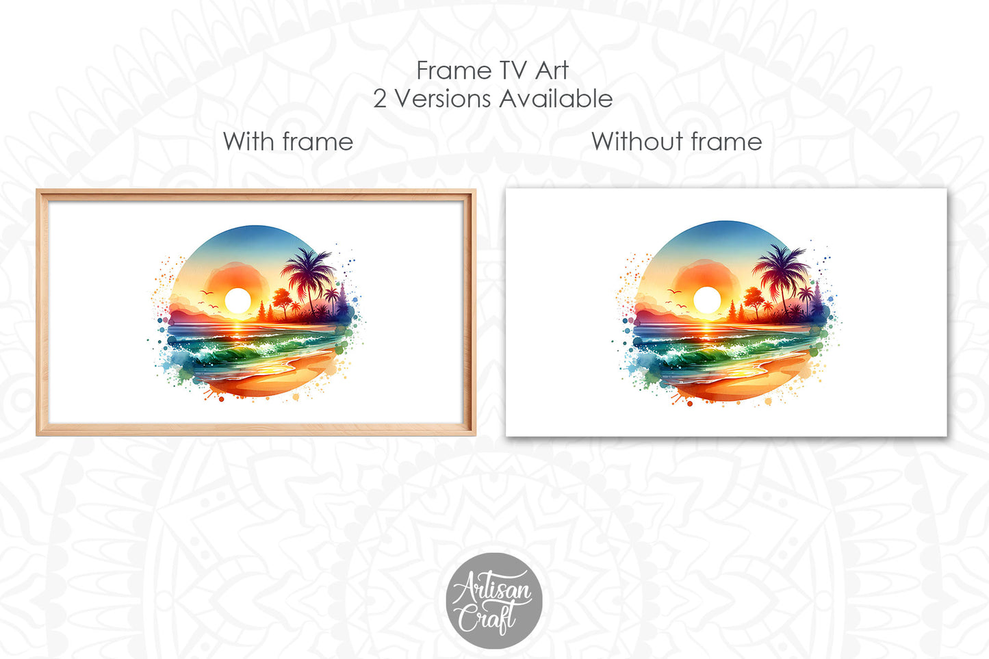 Tropical sunset beach Frame TV art