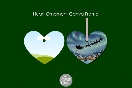 Heart Ornament Canva Frame, Canva template, Christmas ornament