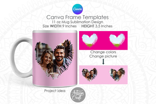 Canva Mug Template | Heart Photo Mug | doddle heart