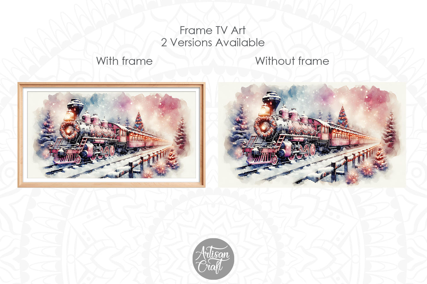 Vintage Christmas train frame TV art