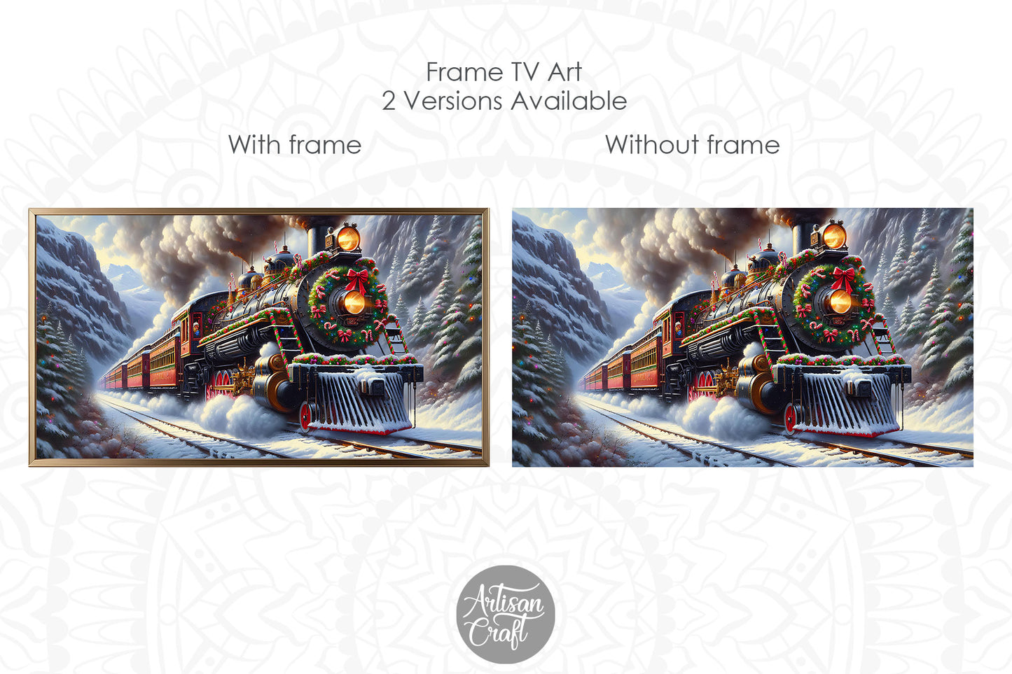 Vintage Christmas Train Frame TV Art